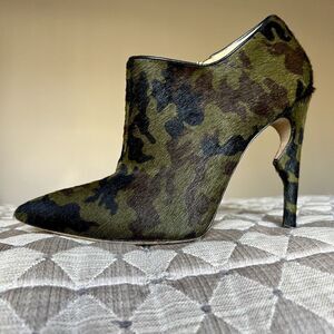 Jerome Rousseau Camo Print Pony Hair‎ Heeled Booties Women's EU 36 US 5.5 - 6